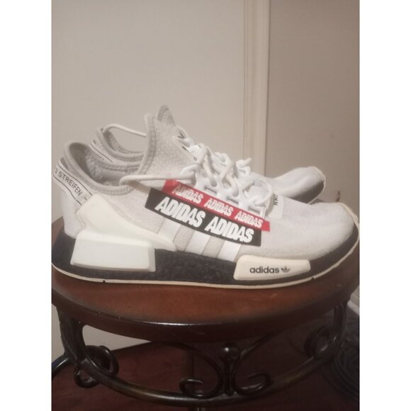 Adidas NMD R1 V2 Overbranded 2020 White Black H02537 Men's Size 9 Tennis Shoes - Picture 1 of 16